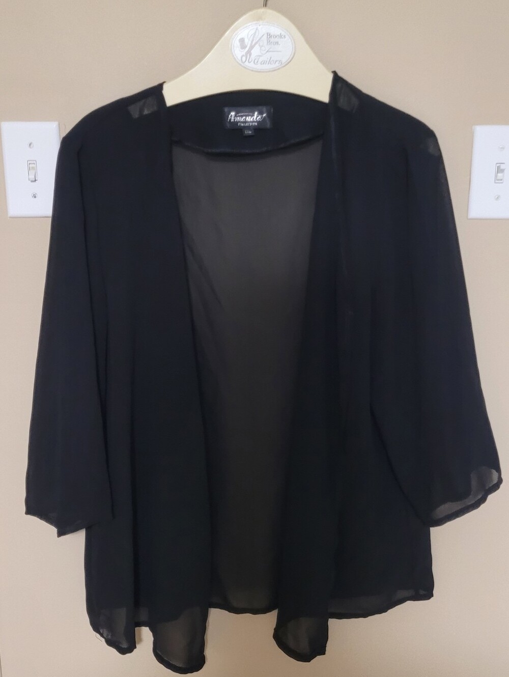 💲1⃣▶▶Amanda Black Sheer Open-Front Blouse
